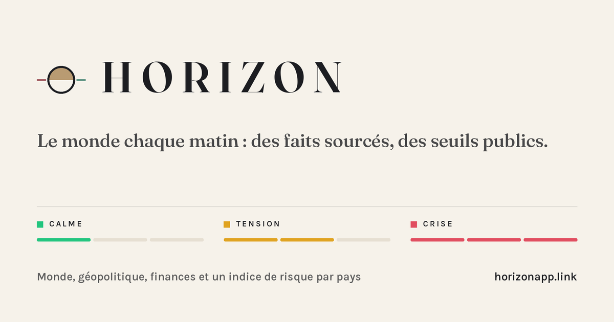 Horizon — le monde chaque matin : faits sourcés, seuils publics